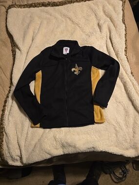 040626 NFL  New Orleans Saints Mens Full Zipped Sweater Large Black.box 22u# ver